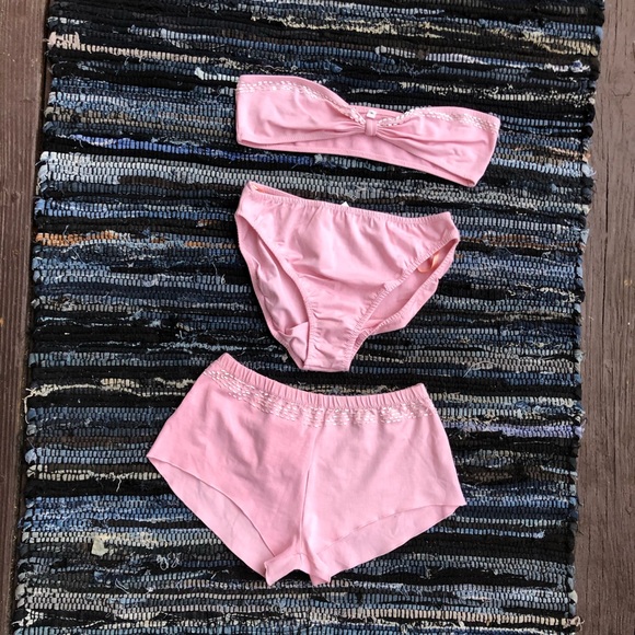 Hunza G Pink 3 piece Bikini Swimsuit LAST ONE - Picture 6 of 11